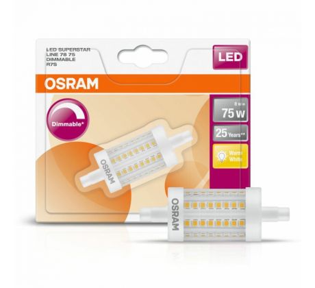 Osram LED žárovka Star Line 78mm 8W = 75W R7s čirá FS teplá bílá 2700K STMÍVATELNÉ