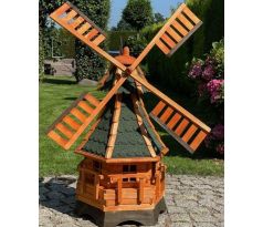 DARLUX Šestihranný zahradní větrný mlýn DARLUX vel.3 vyrobený ze dřeva s vrtulí s kuličkovými ložisky zelená
